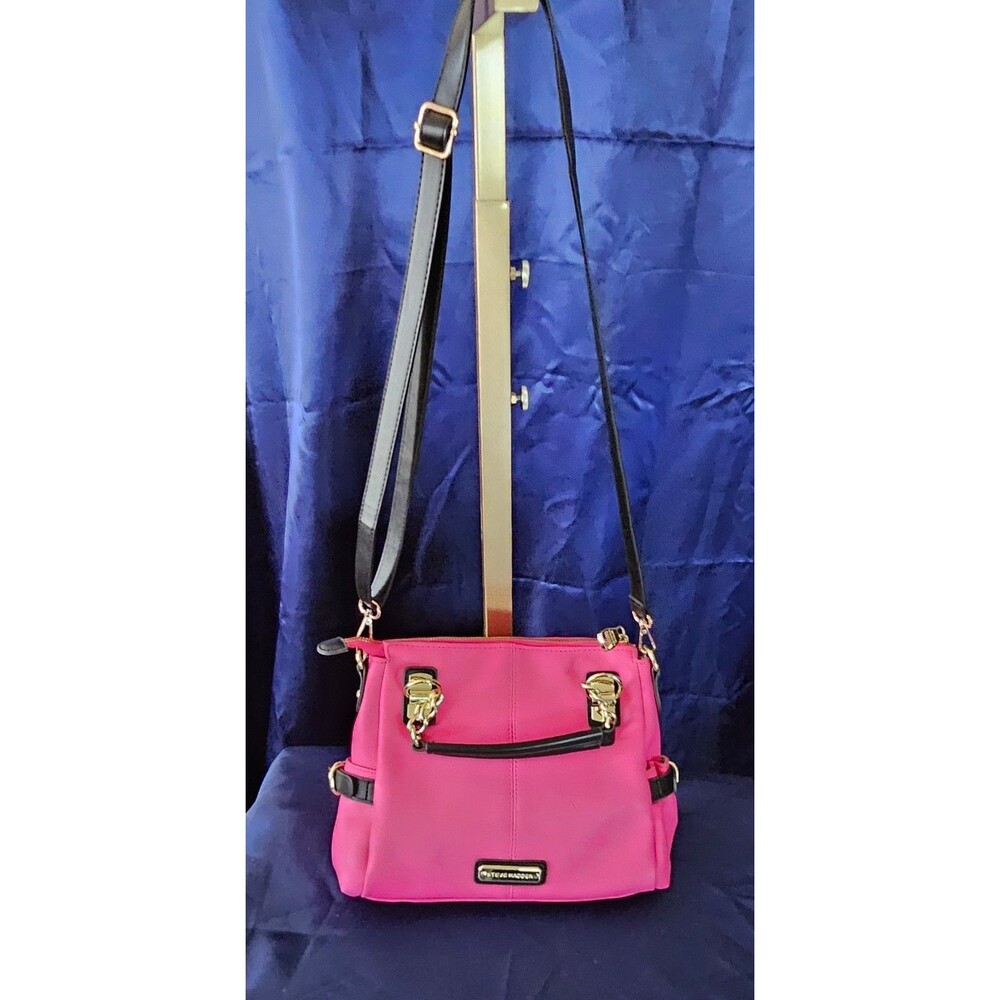 STEVE MADDEN HOT PINK & BLACK /GOLD ACCENT SATCHEL CROSSBODY NWOT